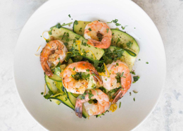 Shrimp with Zucchini Noodles and Lemon-Garlic Butter